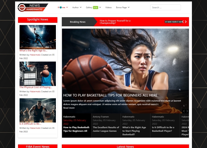 Spormatic Joomla Sports and Sports News Template